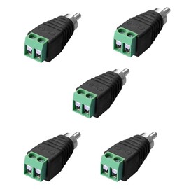 SIENOC 5 x RCA Male Adapter Terminal Block > RCA Male RCA Adapter DC Block Screw Connection 2-Pin Connector Cable to RCA Connector