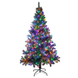 7.5 Ft Premium Pre-lit Artificial Christmas Tree with 600 LED Multicolor String Lights and Metal Stand, 8 Lighting Modes, 1400 Tips, Xmas Decoration