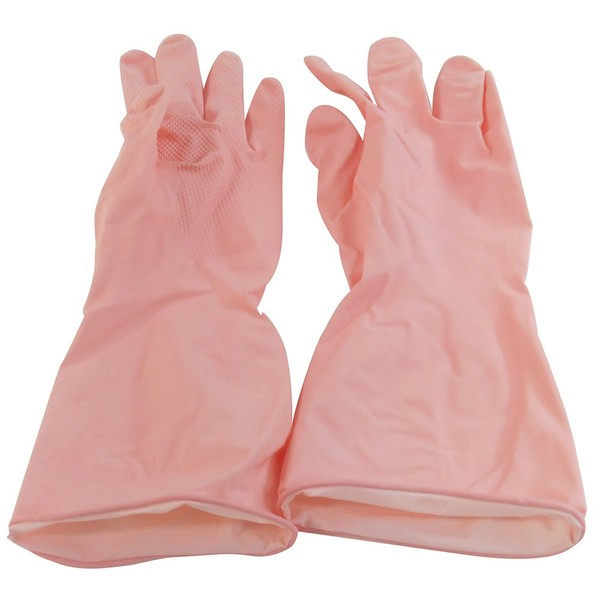 okamoto Fluffy Soft Natural Rubber Gloves Pink Medium OK – 1 
