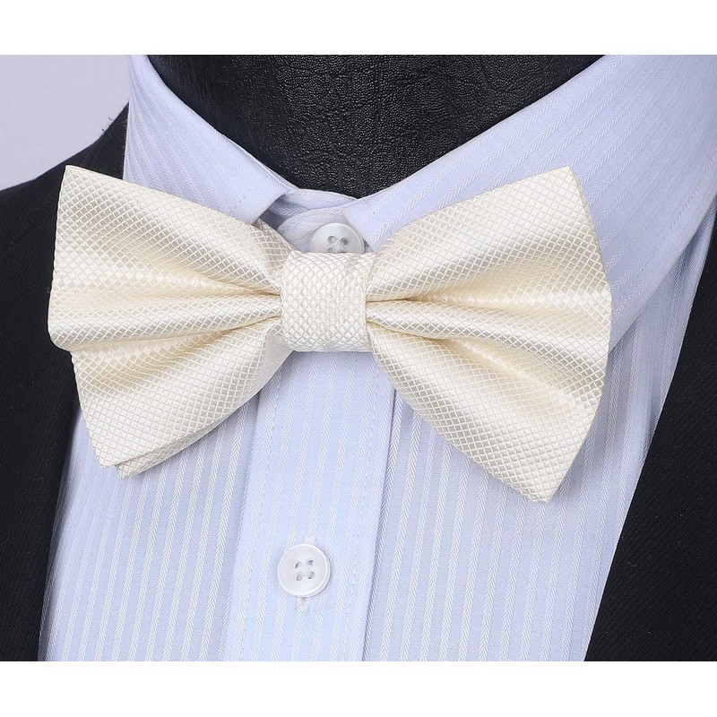 HISDERN Men's Solid Colour Pre-tied Bow Tie Adjustable Tuxedo Bowtie