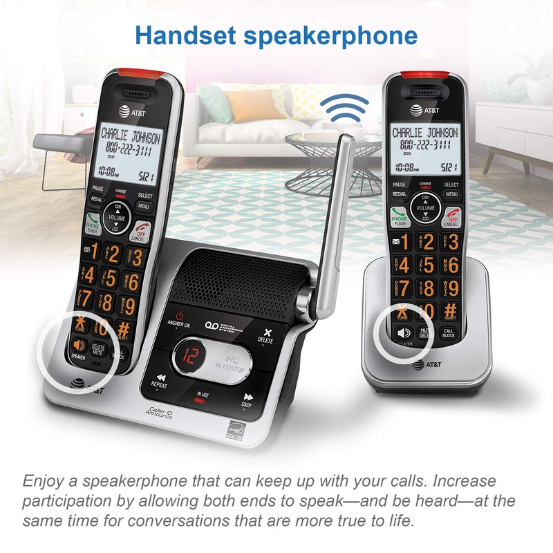 AT&T BL102-2 DECT 6.0 2-Handset Cordless Phone for Home with
