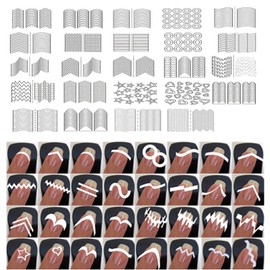 French Manicure Nail Tip Guides French Manicure Nail Art Stencils Stickers Decals 24 Sheets 36 Designs Nail Art Stickers - Professional Salon & Home Use