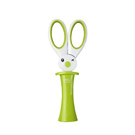 Emartbuy Green Rabbit 13 cm Stainless Steel Scissors with Compact Stand