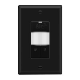 LIDER Fresh Air Circulator Timer and Motion Sensor Light Switch, PIR Sensor, Occupancy/Vacancy, No Neutral Required, ¼ HP, 1-Pole, Black, Wall Plate Included