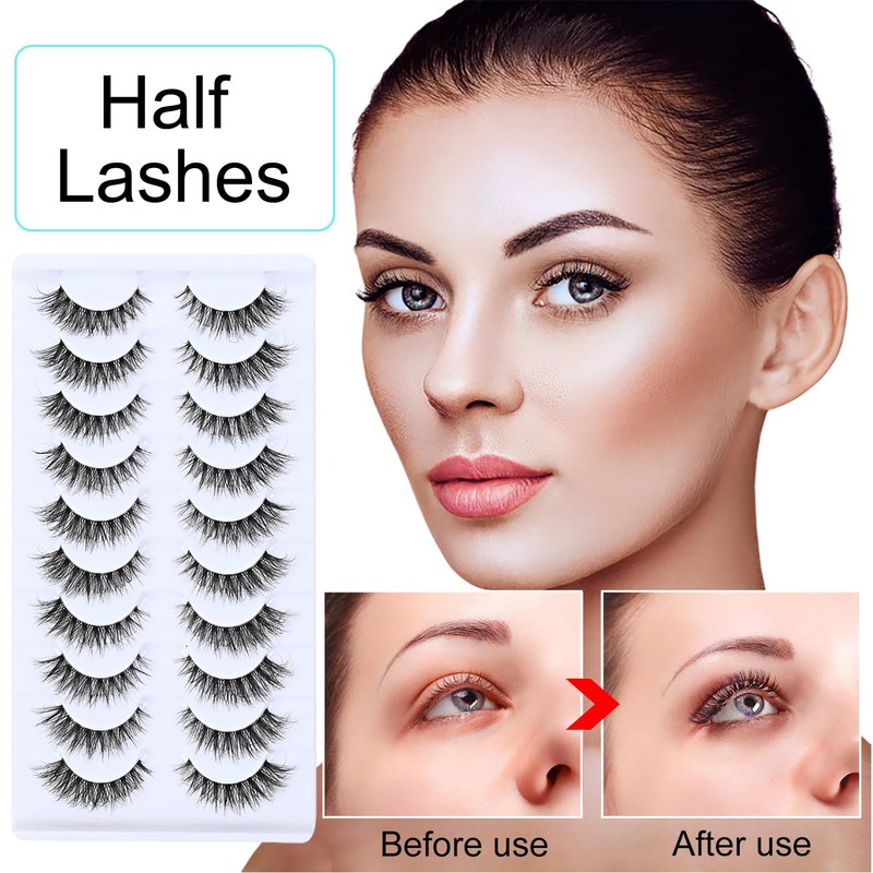 YPYMOD 10 Pairs of False Eyelashes, Natural Eyelashes, Wispy Lashes,