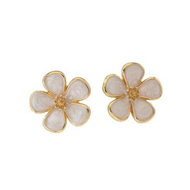 Flower Stud Earrings for Women Bohemian Style Flower Stud Earrings Vintage Charms Earrings Hypoallergenic Statement Earrings Boho Hawaiian Beach Charm Jewelry (White)