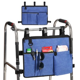 Walker Accessories Walker Pouch for Folding Walker with Cup Holder Pockets for Seniors Walker Bags Organizer Storage Carry Things