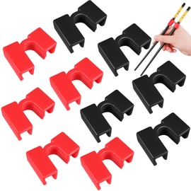 10 Pieces Reusable Chopstick Helpers Non Slippery Training Chopsticks Plastic Replaceable Practice Chopstick for Adults Kids Beginner Right or Left Handed Trainers(Red, Black)