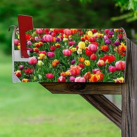 VWAQ Spring Tulip Magnetic Mailbox Cover - Summer Flowers Decorative Magnet - MBM23