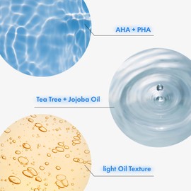 NATUREKIND AHA Deep Cleansing Facial Oil with Jojoba Oil, Tea Tree Oil, PHA and Centella Asiatica, Korean Skincare, 145ml, 4.9 fl. oz.