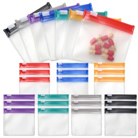 Anglecai ピルポーチバッグ ジッパー付き 再利用可能 薬用ピルポーチ 小型クリアプラスチックピルバッグ オーガナイザー セルフシール トラベルピルパケット スライドロック付き 薬収納用