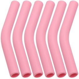 6Pcs Metal Straw Silicone Tips 5/16 IN Wide(8mm Outer Diameter) Food Grade Rubber Straw Covers Flex Elbow Replacement Tip for Stainless Steel Metal Straws, Pink