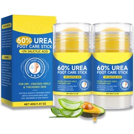 60% Urea plus 2% Salicylic Acid Foot Care Stick, Maximum Strength Urea Cream for Feet, Soften Dead Skin Repairs and Hydrates Dry and Cracked Feet and Hand, 2.82oz (2pcs)
