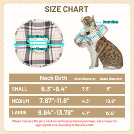 JVVGPET Cat Cone Collar Soft, Adjustable Plaid Elizabethan Cat Recovery Collar After Surgery to Prevent Licking & Scratching Wound, Fits Small Medium Large Cats, Puppy, Small Dogs