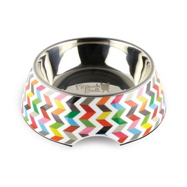 French Bull Stainless Steel and Melamine Designer Dog Bowls for Dogs or Cats, Small, White