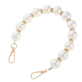 Pearl Bead Purse Strap Chain, Elegant Bead Pearl Handle Chain Strap Imitation Pearl Bag Chain Charms with Golden Swivel Clasps Short Pearl Bag Chain Accessories for Women DIY Handbags Purse Clutch