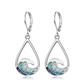 TALYKONG Ocean Wave Earrings for Women Turquoise Dangle Earrings Ocaen Jewelry for Women