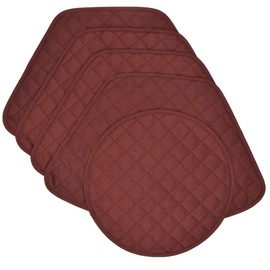 Sweet Pea Linens Quilted Burgundy Silky Dupioni Wedge-Shaped Placemats - Set of Four Plus Center Round-Charger