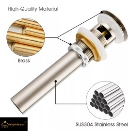 BRIGHT SHOWERS New Bathroom Sink Drain with Overflow Pop-Up Drain Stopper BBA0402-02
