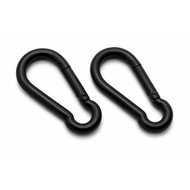 2pcs 40mm Black Carabiner Clip Made From 316 A4 Stainless Steel, Heavy Duty Spring Snap Hook Outdoor Camping, Hiking, Fishing, Swing Set, Hammock, Keychain (4mm x 40mm)