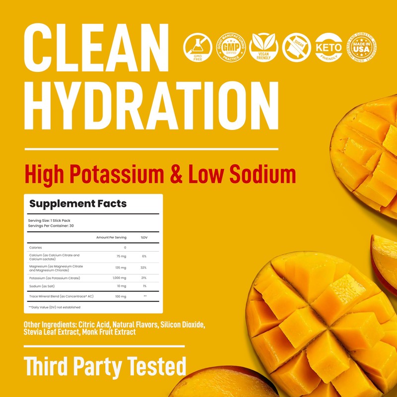 Keppi Electrolytes Powder Packets – Mango Flavor 30 Servings –