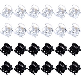 HOTOP 24 Pcs Small Mini Hair Clips Tiny Hair Claw Clips, Small Hairs Clamps Non Slip Tiny Plastic Jaw Clip(Black, Clear)