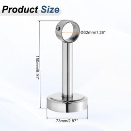 sourcing map 2Set Ceiling Mount Bracket Fit 1.26inch Pipe, Stainless Steel Curtain Rod Holder Closet Rod Holders for Wardrobe Bathroom Curtain Pipe, 5.91inch Length
