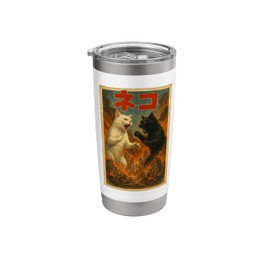Kaiju Cat Battle Monster Vintage Japanese Lovers Funny Gifts Stainless Steel Insulated Tumbler