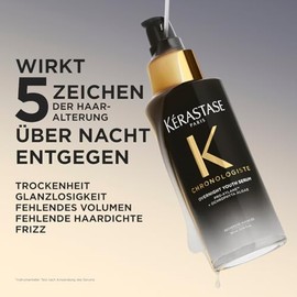 Kérastase Chronologiste Overnight Youth Serum Anti-Ageing Night Cream with Pro-Xylane & Ochrophyta Algae, Against Frizz & Shine, for Smooth Hair, 90 ml