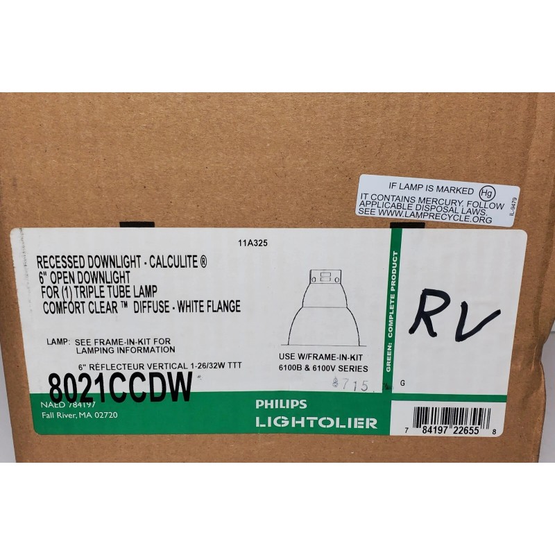 Lightolier PHILPIPS LIGHTOLIER RECESSED DOWNLIGHT 6" CALCULITE NEW 8021CCDW