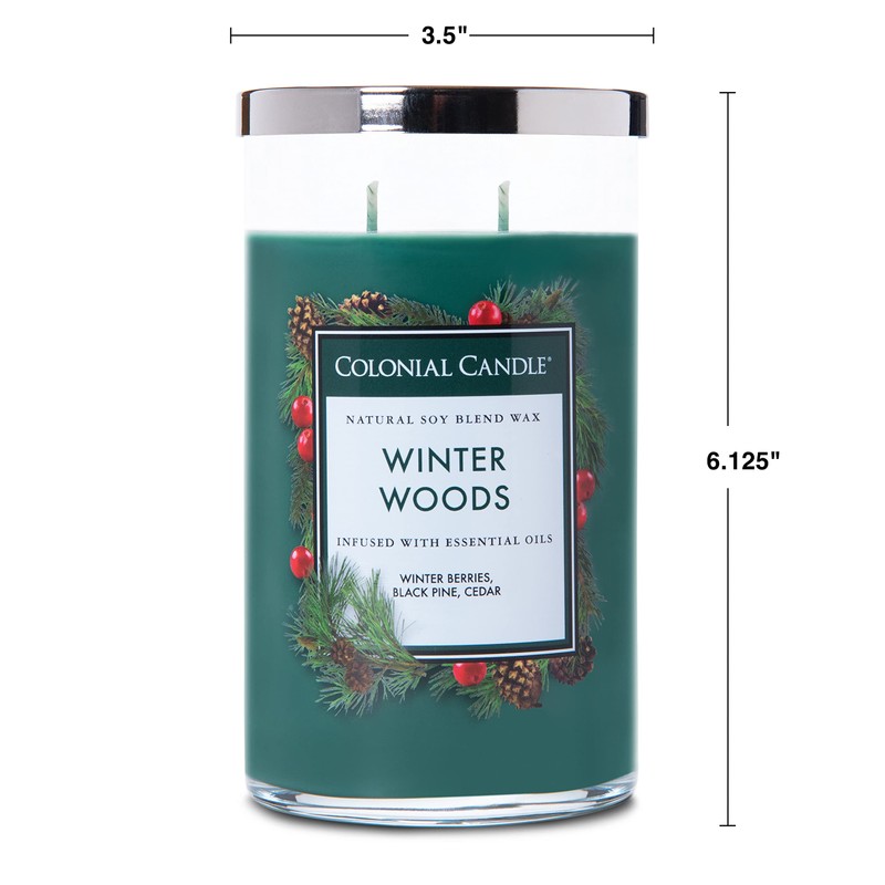 Colonial Candle Scented Jar Candle, Classic Cylinders, Winter Woods, 2