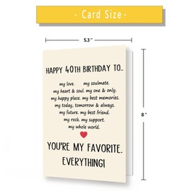 Asmallgf Happy 40th Birthday Card for Husband Boyfriend, Unique 40 Year Old Bday Gifts for Women, Anniversary Love Card, Romantic 40 Birthday Decorations for Lover