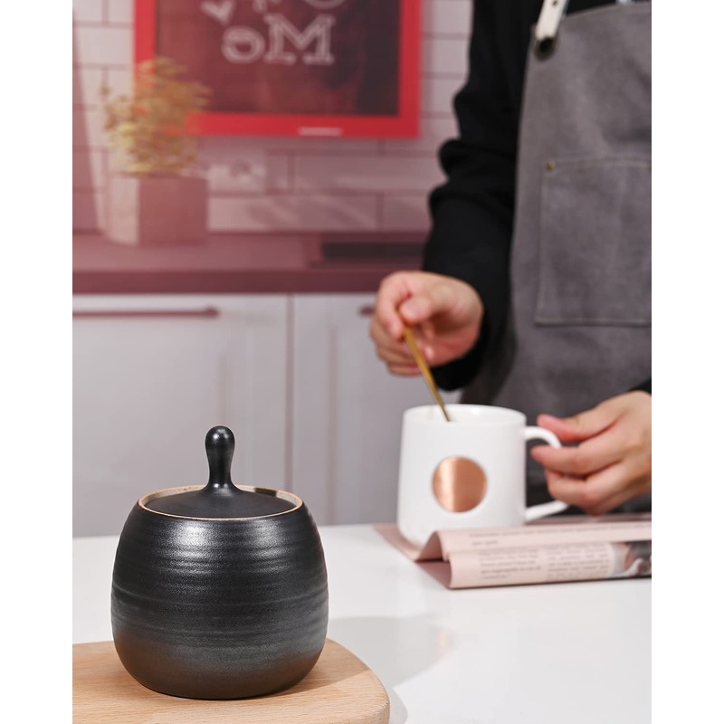 NCQIXIAO Retro Kitchen Canisters Ceramic Food Storage Jar Roud Shape