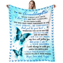 Granddaughter Gifts from Grandma, Gifts for Granddaughter, Birthday Gifts from Nana Grandpa, Christmas Thanksgiving Graduation Gifts for Granddaughter, to My Granddaughter Throw Blanket 50" X 60"