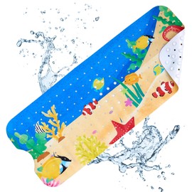 Baby Bath Mat for Tub Non Slip Kids, 40 X 16 Inch Extra Long Bathtub Mat with Drain Holes and Suction Cups, Anti Slip Shower Mat Machine Washable, Submarine Park