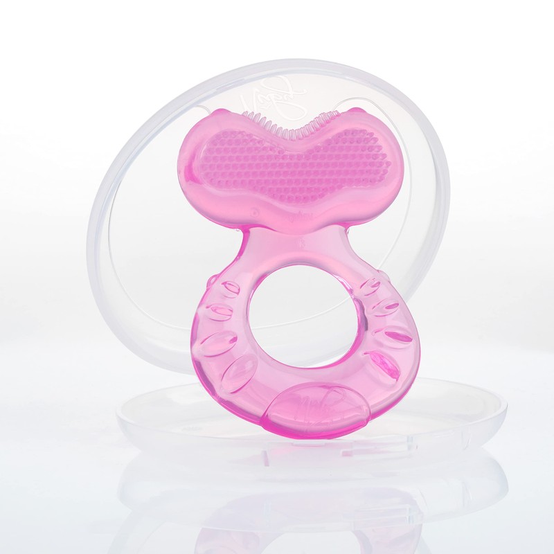 Nuby Teethe-eez - Mordedor de silicona con cerdas, incluye funda