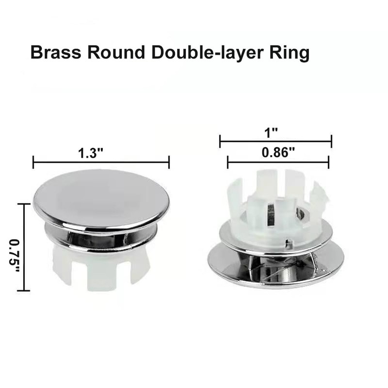 DEAKYNE Sink Overflow Ring Chrome Bathroom Sink Overflow Cover Brass