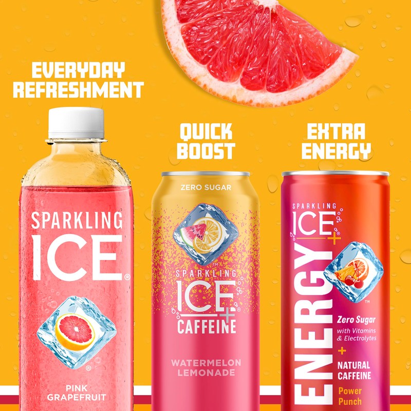Sparkling Ice, Pink Grapefruit Sparkling Water, Zero Sugar Flavored Water,