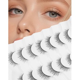 Lashes Natural Looking Eyelashes Wispy Everyday Flared Cross weave False Eye Lashes Soft Fluffy Lash False Eyelash Short 7 Pairs D33