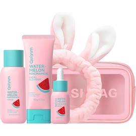 Set de Cuidado Facial Sanda Niacinamida 3 Piezas, Rutina Bsica con Limpiador, Tnico y Srum, Incluye Cosmetiquera y Banda para el Cabello, para Mujer y Chica