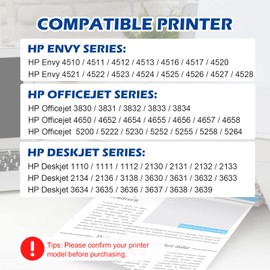 DOUBLE D 63XL Black Ink Cartridge Remanufactured Replacement for HP 63 XL 63XL for Envy 4520 4512 OfficeJet 3830 4650 5255 5258 4650 Deskjet 1112 1110 3634 3639 3632 Printer (1 Black)