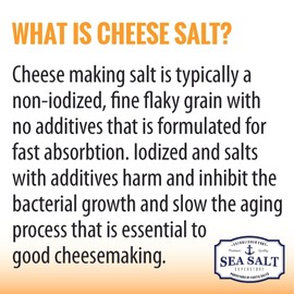 Cheese Sea Salt, Fine Grain Salt for Homemade Cheese Making, Non-Iodized, No Additives, Kosher (14 oz Bag) - Sea Salt Superstore