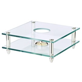 EDZARD Stövchen Carmen (19x19 cm) Glas & Silber - Tee Warmhalteplatte aus Glas, Kaffeewärmer mit Teelicht - Teelichthalter - Warmhalteplatte Teelicht für Kaffeekanne & Teekanne