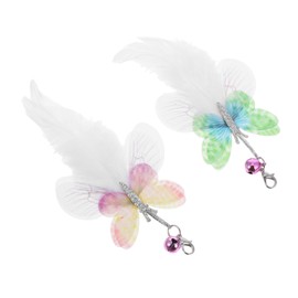 Totority 2Pcs Interactive Cat Teaser Wand Replacement Butterflies with Artificial Plume for Indoor Play Cat Wand Refills for Engaging Fun