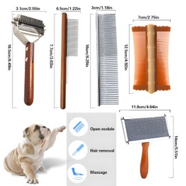5 Pack Dog Slicker Brush，Wooden Handle Grooming Brush for Shedding & Grooming Short Long Haired Pets,Removes Loose Fur, Undercoat, Tangled for Sensitive Skin of Cats. Easy to Cleaning
