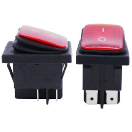 Twidec/2Pcs Waterproof DC12V Rocker Toggle Switch Red LED Light Illuminated 16A 4 Pins 2 Position ON/Off DPST Boat Or Car KCD2-201N-2-W-R