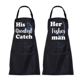 BNQL His And Hers Fishing Aprons Matching Couples Aprons Set Fisherman Gift Wedding Gift His Greatest Catch Her Fisherman Apron