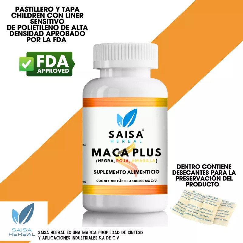 Saisa Herbal Mezcla Macas Peruana Orgánicas Maca Negra, Amarilla Y