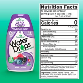 SweetLeaf Water Drops, Mixed Berry – Sugar-Free Water Enhancer Drops, Stevia & Monk Fruit Sweetener Water Flavoring, 1.62 Oz (Pack of 2)