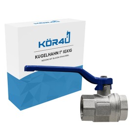 kör4u Brass Ball Valve Female Thread with Blue Steel Lever 1 Inch Female Thread